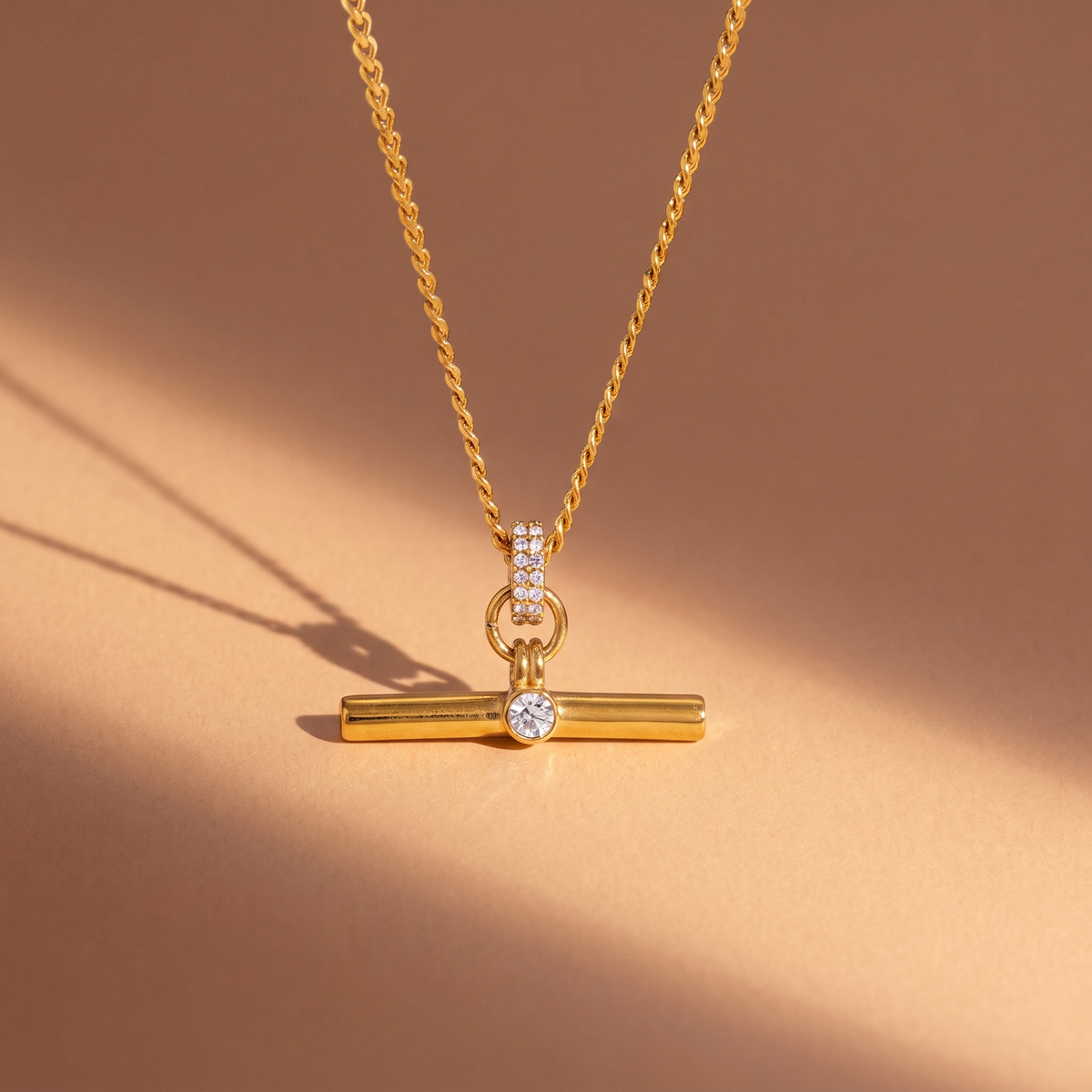 Fluted T-Bar Necklace