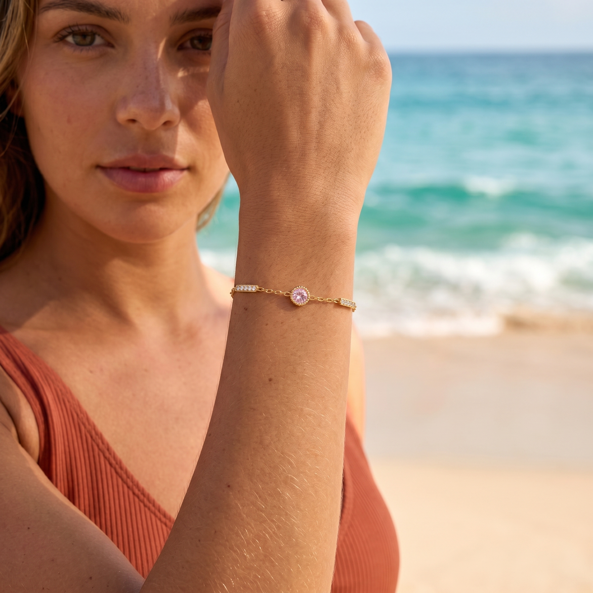 Pink Solitaire Bracelet