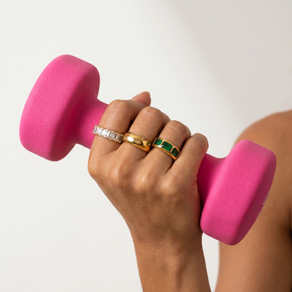 Triple Baguette Emerald Ring